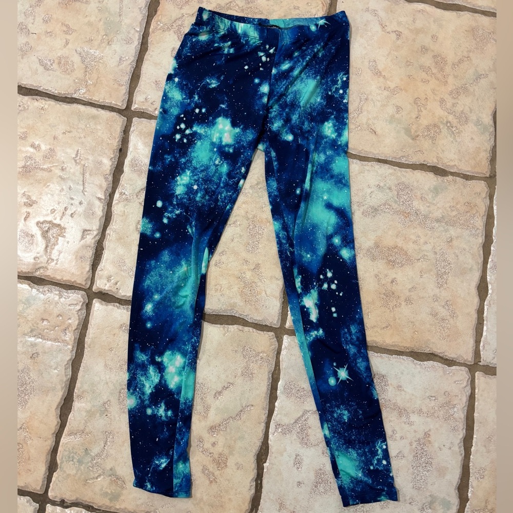 See you Monday Los Angeles Galaxy Print space  Leggings small gym athletic rave